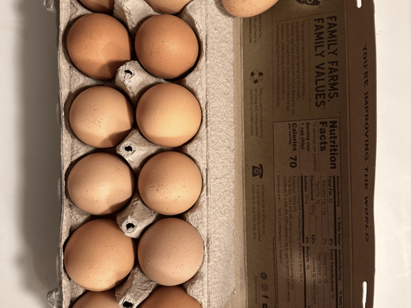 Image of eggs in an egg carton. 