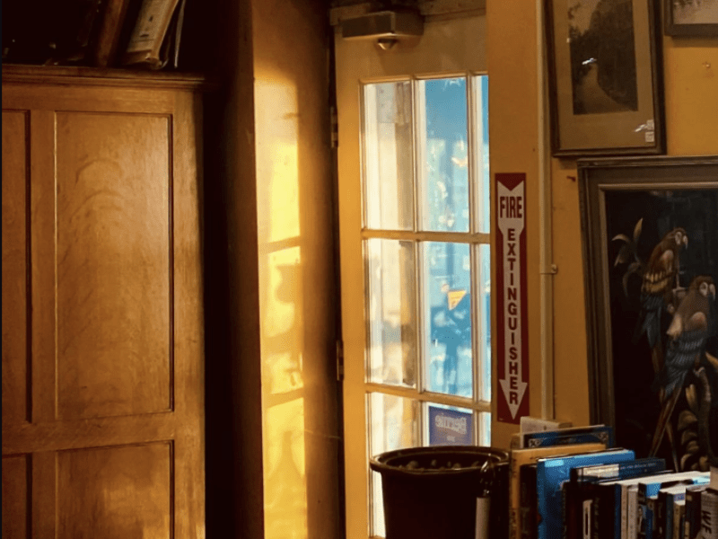 Image of a door in a bookshop.