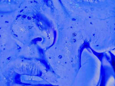 Image of a face that is blue.