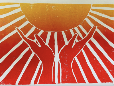 Print of a sun.