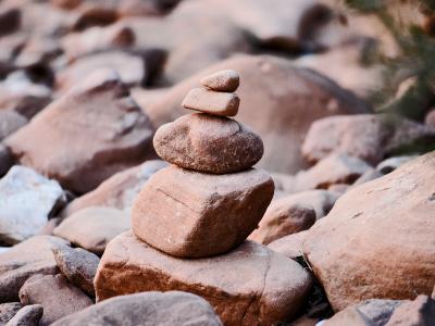 Image shows a small rock cairn.