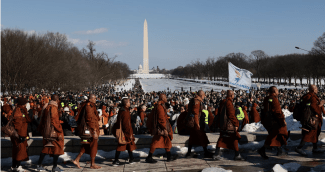 Buddhist monks walk for peace
