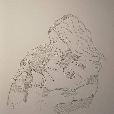 2 people hugging 