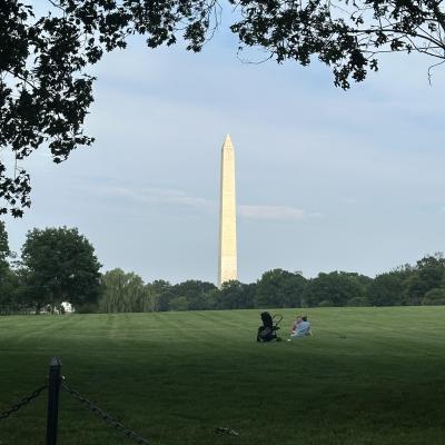 A photo of the Washington Monument from afar.