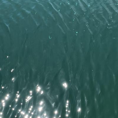 Teal water, sparkling in the sunlight