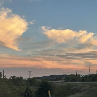 A sunset on an empty highway 